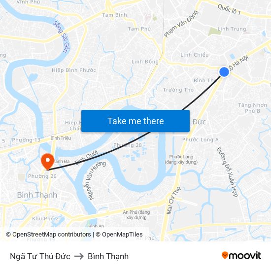 Ngã Tư Thủ Đức to Bình Thạnh map