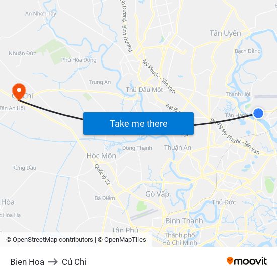 Bien Hoa to Củ Chi map