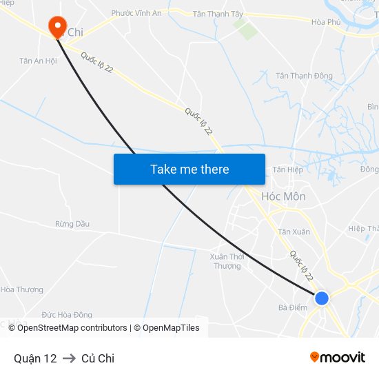 Quận 12 to Củ Chi map