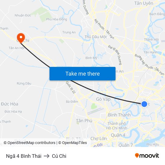 Ngã 4 Bình Thái to Củ Chi map