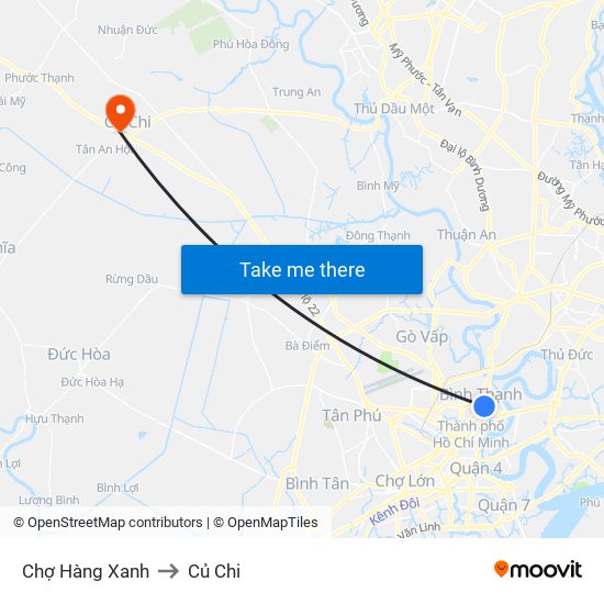 Chợ Hàng Xanh to Củ Chi map