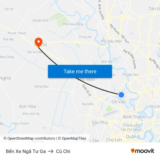 Bến Xe Ngã Tư Ga to Củ Chi map