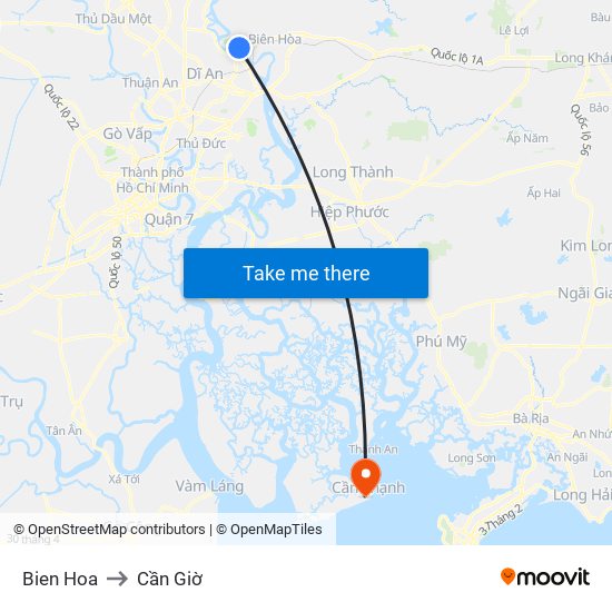 Bien Hoa to Cần Giờ map