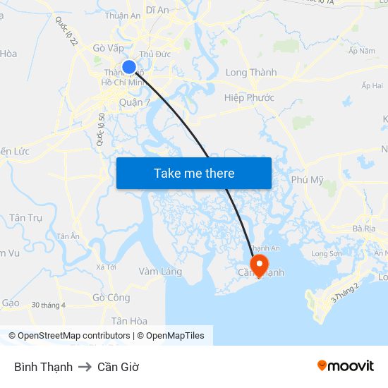 Bình Thạnh to Cần Giờ map