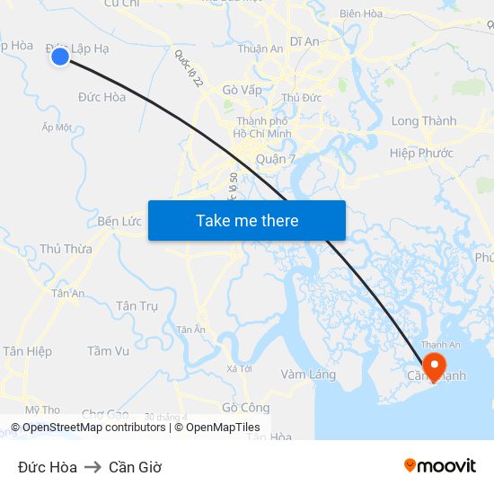 Đức Hòa to Cần Giờ map