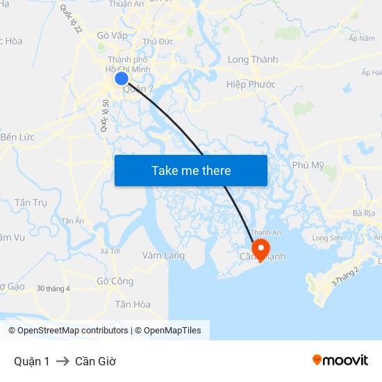 Quận 1 to Cần Giờ map