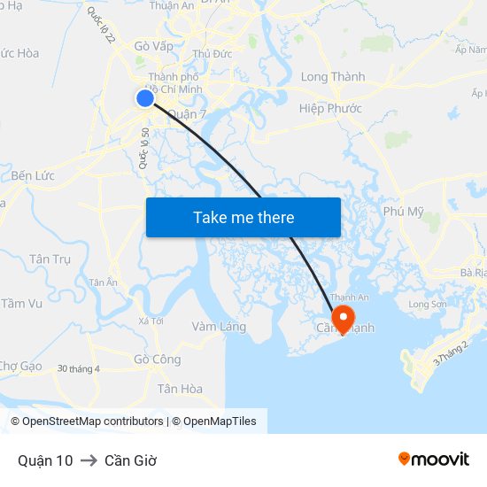 Quận 10 to Cần Giờ map