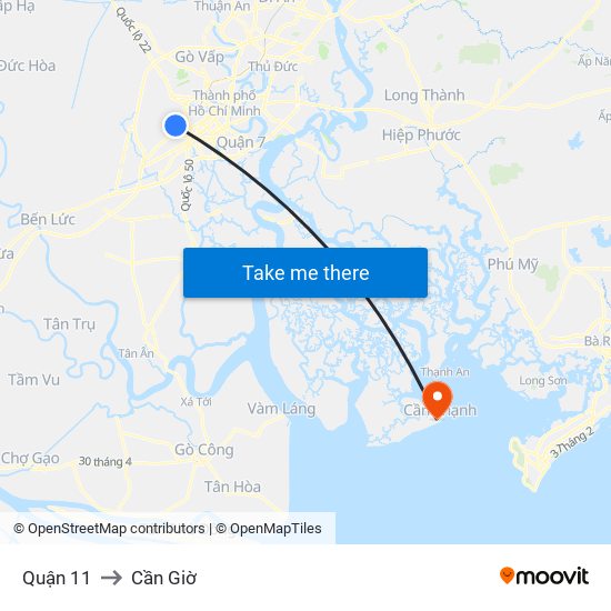 Quận 11 to Cần Giờ map