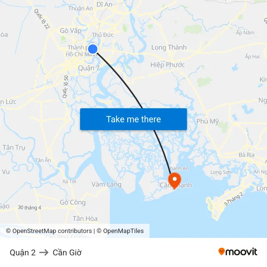 Quận 2 to Cần Giờ map