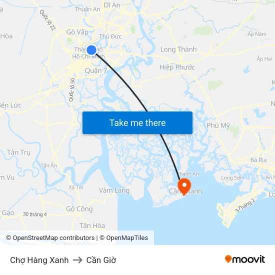 Chợ Hàng Xanh to Cần Giờ map