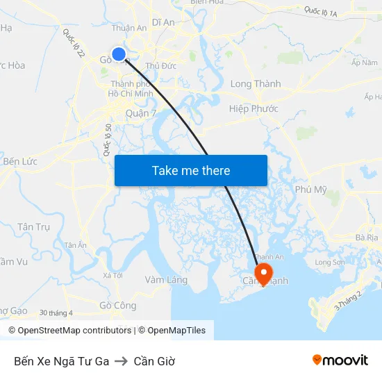 Bến Xe Ngã Tư Ga to Cần Giờ map