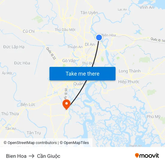 Bien Hoa to Cần Giuộc map