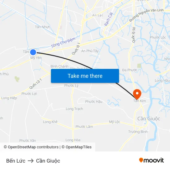 Bến Lức to Cần Giuộc map