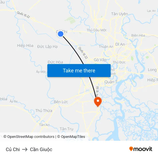 Củ Chi to Cần Giuộc map