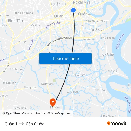 Quận 1 to Cần Giuộc map