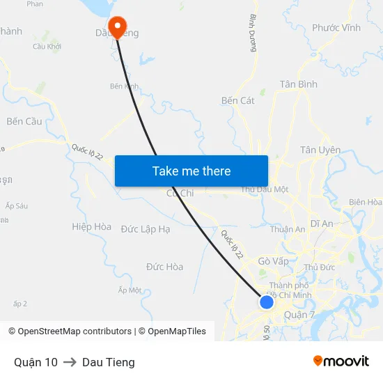 Quận 10 to Dau Tieng map