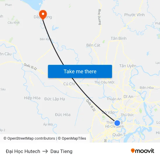 Đại Học Hutech to Dau Tieng map