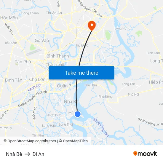 Nhà Bè to Di An map