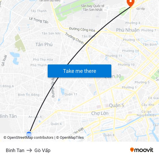 Binh Tan to Gò Vấp map