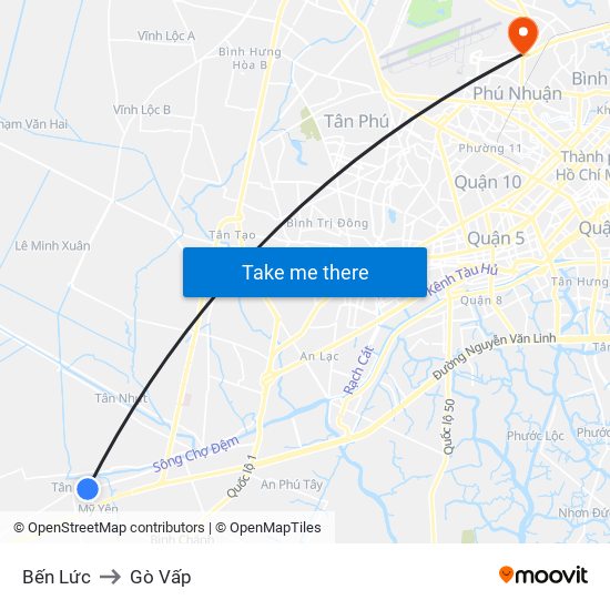 Bến Lức to Gò Vấp map