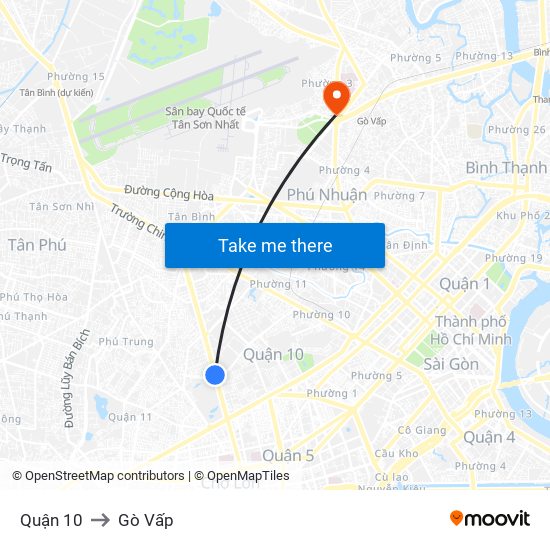 Quận 10 to Gò Vấp map