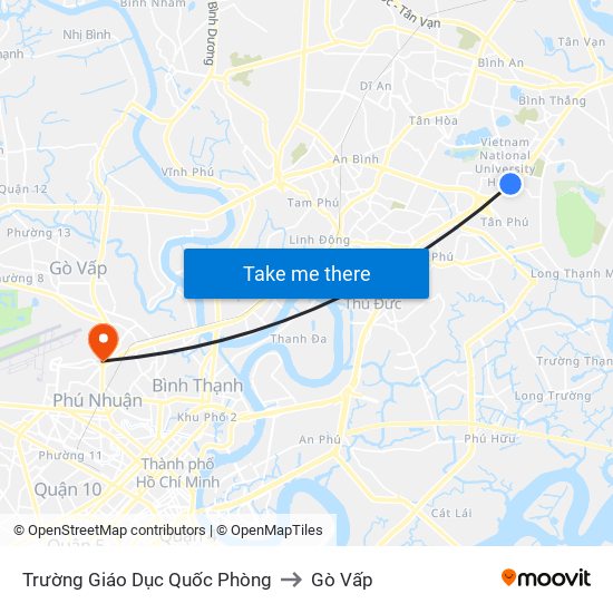 Trường Giáo Dục Quốc Phòng to Gò Vấp map