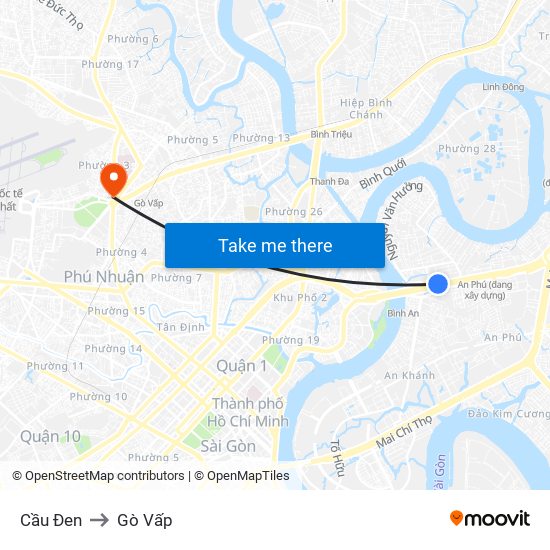 Cầu Đen to Gò Vấp map