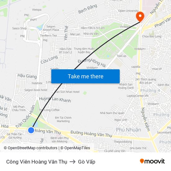 Công Viên Hoàng Văn Thụ to Gò Vấp map