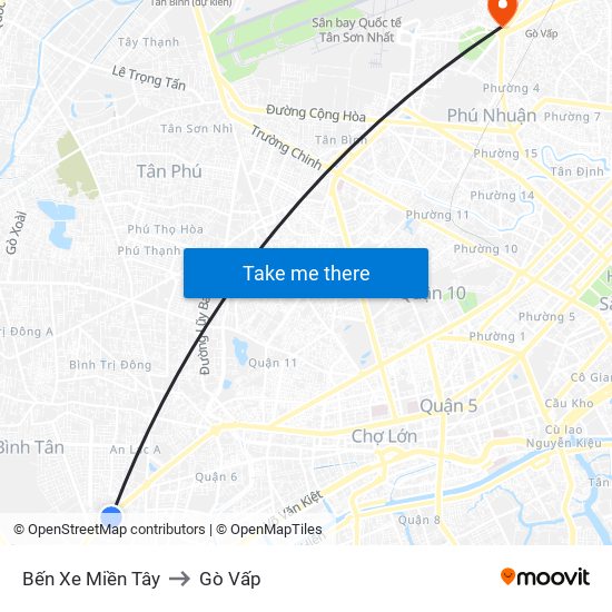Bến Xe Miền Tây to Gò Vấp map