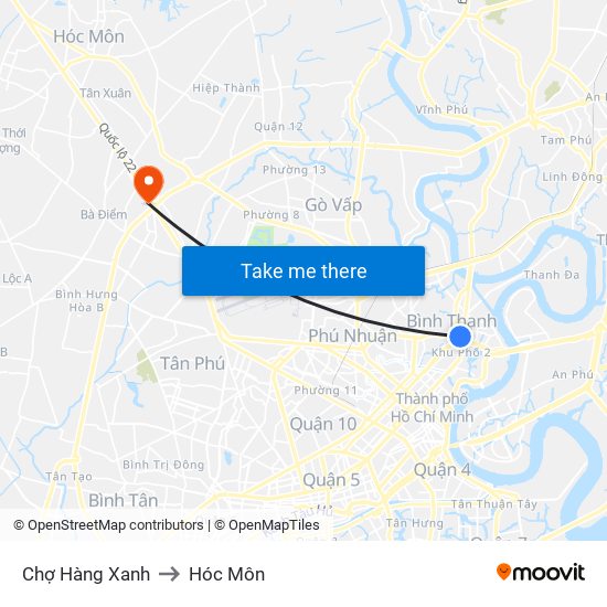 Chợ Hàng Xanh to Hóc Môn map