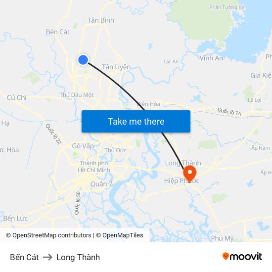 Bến Cát to Long Thành map