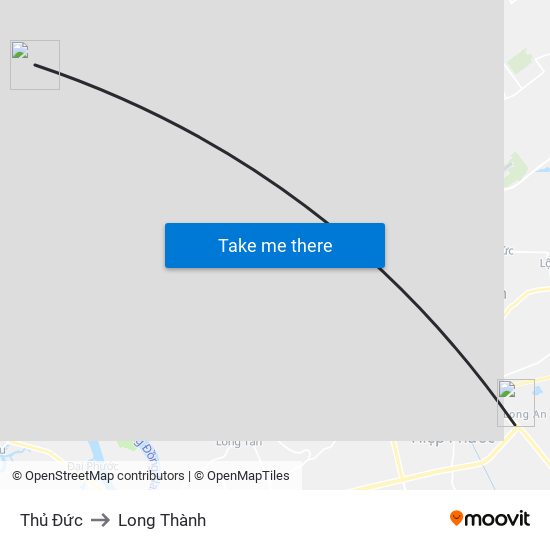 Thủ Đức to Long Thành map