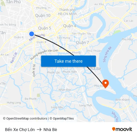 Bến Xe Chợ Lớn to Nhà Bè map