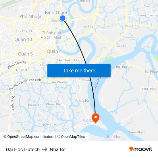 Đại Học Hutech to Nhà Bè map