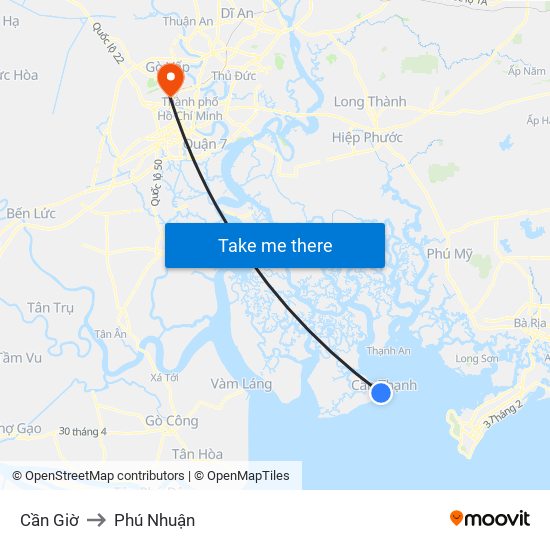 Cần Giờ to Phú Nhuận map