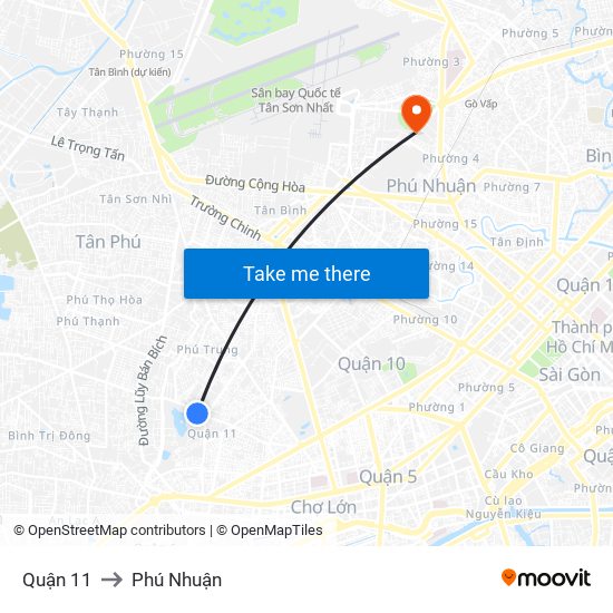 Quận 11 to Phú Nhuận map