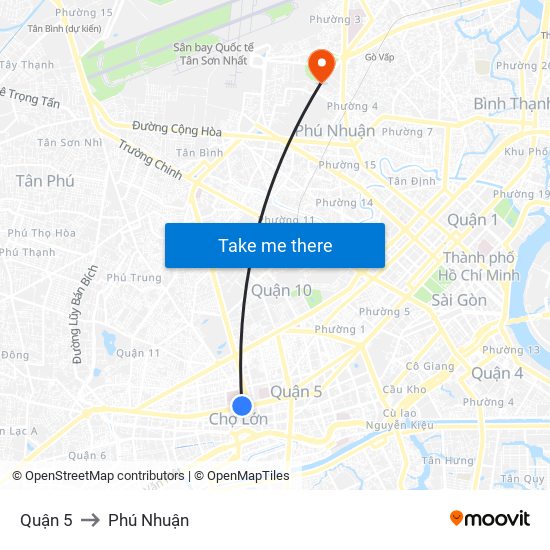 Quận 5 to Phú Nhuận map