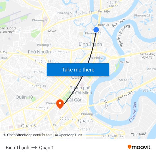 Bình Thạnh to Quận 1 map