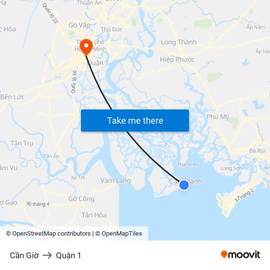 Cần Giờ to Quận 1 map