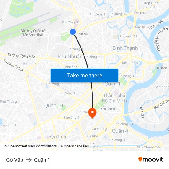 Gò Vấp to Quận 1 map