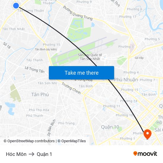 Hóc Môn to Quận 1 map