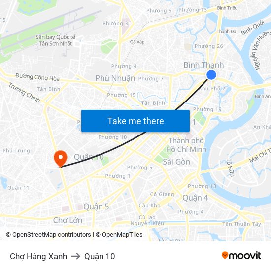 Chợ Hàng Xanh to Quận 10 map