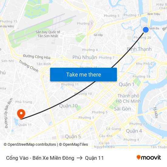 Cổng Vào - Bến Xe Miền Đông to Quận 11 map