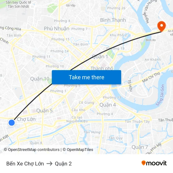 Bến Xe Chợ Lớn to Quận 2 map