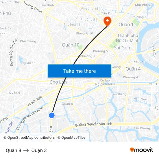 Quận 8 to Quận 3 map