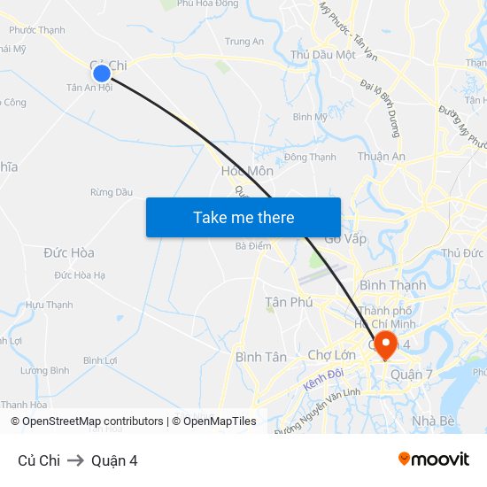 Củ Chi to Quận 4 map