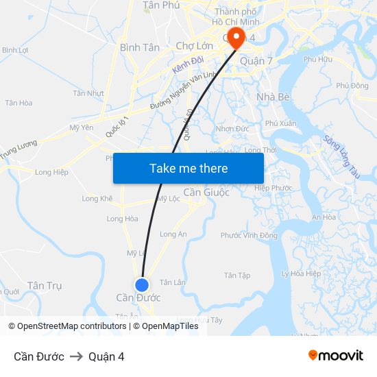 Cần Đước to Quận 4 map