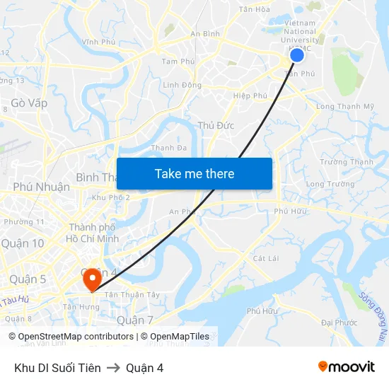 Khu Dl Suối Tiên to Quận 4 map