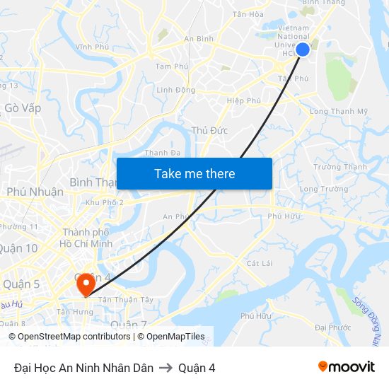 Đại Học An Ninh Nhân Dân to Quận 4 map