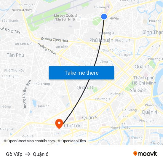 Gò Vấp to Quận 6 map